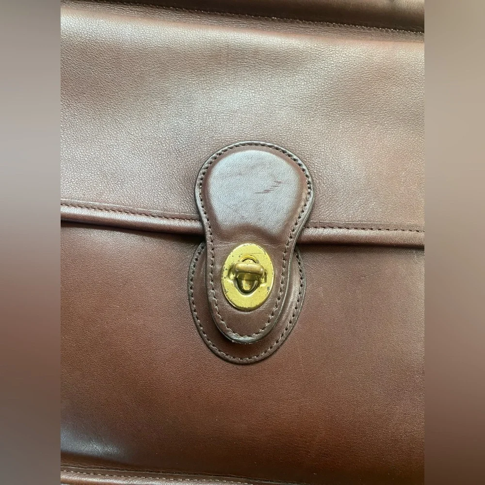 Coach Willis Mahogany Brown Leather Bag Vintage Brass/Gold Hardware Dust Bag Box - Picture 5 of 16